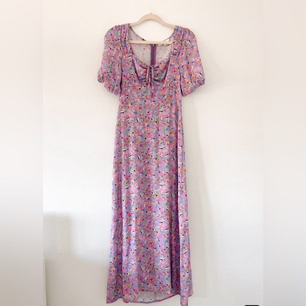 OLIVACEOUS floral maxi handmaid dress
